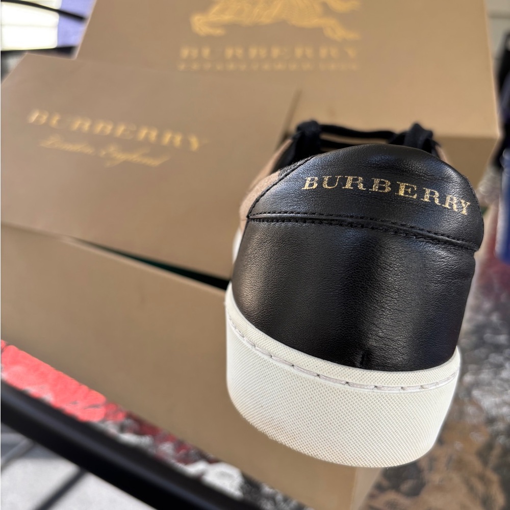 Check Detail Leather Trainer Burberry Sneaker (Size: 40) - Picture 3 of 5